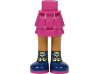 LEGO part Mini Doll Hips and Skirt Layered, Medium Nougat Legs and Dark Blue Boots with Magenta Soles and Gold Filigree Pattern - Thick Hinge 92250c00pb27