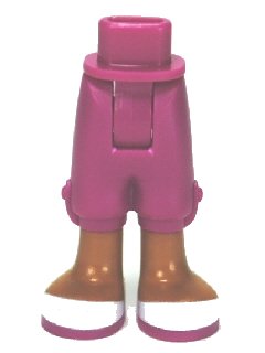 LEGO onderdeel Mini Doll Hips and Trousers Cropped with Medium Nougat Legs and White Shoes with Magenta Soles Pattern - Thick Hinge (92251c00pb03)