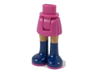 LEGO part Mini Doll Hips and Skirt, Medium Nougat Legs and Long Dark Blue Boots with Magenta Soles Pattern - Thick Hinge (92252c00pb024)
