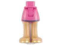 LEGO part Mini Doll Hips and Skirt, Dark Blue Hem, Medium Nougat Legs and Gold Sandals Pattern - Thick Hinge 92252c00pb037