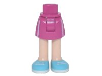 LEGO onderdeel Mini Doll Hips and Skirt, White Stripes, Light Nougat Legs and Medium Azure Shoes Pattern - Thick Hinge 92252c00pb040