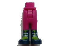 LEGO part Mini Doll Hips and Trousers with Back Pockets with Dark Blue Boots with Lime Tongues and White Straps Pattern - Thick Hinge 92253c00pb20
