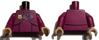 LEGO part Torso Harry Potter Female, Blouse with Back Lines, Dark Pink Bow with Gold Brooch Pattern / Magenta Arms / Light Nougat Hands 973pb3920c01