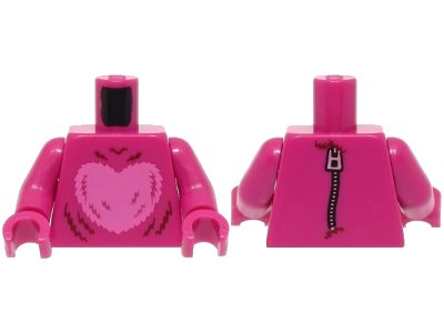 LEGO onderdeel Torso Suit Dark Pink Heart, Zipper on Back Pattern (BAM) / Magenta Arms / Magenta Hands (973pb4605c01)