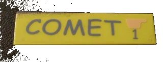 LEGO onderdeel Tile 1 x 4 with 'COMET' and '1' Pattern (Sticker) - Set 5941 (2431pb0119)