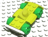 LEGO onderdeel Vehicle, Base 4 x 6 Racer Base with Bright Green Wheels and Light Gray Bumper 30558c03