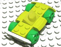 LEGO onderdeel Vehicle, Base 4 x 6 Racer Base with Bright Green Wheels and Light Gray Bumper (30558c03)