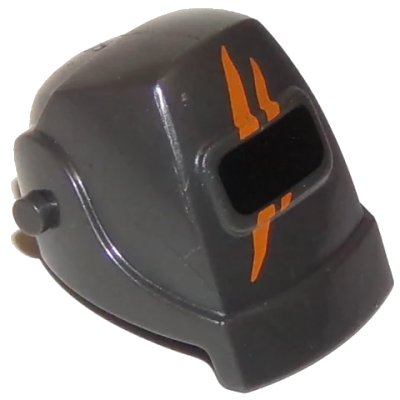 LEGO onderdeel Minifigure, Headgear Helmet Welding with Orange Claw Marks Pattern (13792pb02)