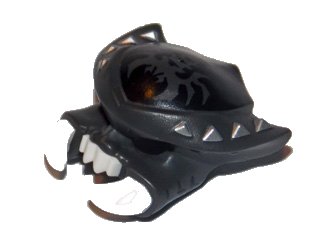 LEGO part Minifigure, Headgear Mask Scorpion with White Fangs and Pincers, Silver Spikes and Scorpion Emblem Pattern (15475pb01)