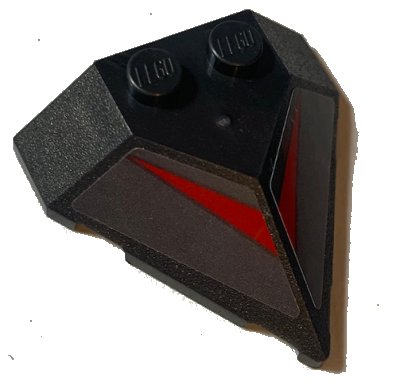 LEGO onderdeel Wedge 4 x 4 Pointed with Red Streak Pattern on Both Sides (Stickers) - Set 70613 (22391pb01)