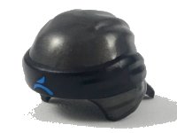 LEGO part Minifigure, Headgear Ninjago Wrap Type 3 with Molded Black Bandana and Knot and Printed Dark Azure Ninjago Logogram Letter W Pattern 24496pb13