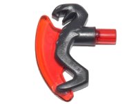 LEGO part Minifigure, Weapon Axe Head with Snake and Trans-Red Curved Blade Pattern 25276pb01