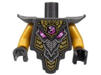 LEGO onderdeel Torso, Modified Short with Smooth Armor Breastplate with Shoulder Pads and Magenta Crystal, Gold and Silver Trim Pattern / Pearl Gold Arms / Black Hands 28680pb06c01