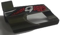 LEGO onderdeel Technic, Panel Fairing # 6 Small Short, Large Hole, Side B with Silver Number 9, Red and Black Pattern (Sticker) - Set 8354 32528pb08