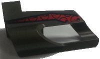 LEGO part Technic, Pannello Rivestimento # 6 Piccolo Corto, Foro Grande, Lato B con Motivo Rosso e Nero (Adesivo) - Set 8354 32528pb09