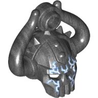 LEGO onderdeel Minifigure, Headgear Helmet Alien Skull with 2 Curved Horns and Stud with Blue and White Lightning Pattern (32603pb01)
