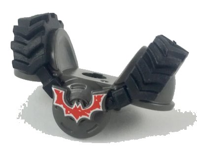 LEGO onderdeel Minifigure Armor Breastplate with Rubber Tire Treads and Red Crooked Bat Pattern (34706c01pb01)
