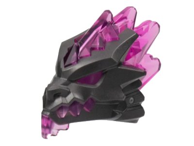 LEGO onderdeel Minifigure, Head, Modified Dragon Helmet with Molded Trans-Dark Pink Mouth, Eyes, and Crystal Shards Pattern (86184pb01)