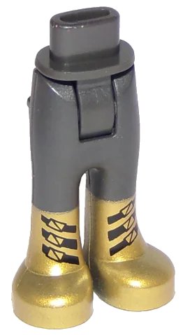 LEGO onderdeel Mini Doll Hips and Trousers with Back Pockets with Gold Boots with Black Straps Pattern - Thick Hinge (92253c00pb32)
