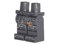 LEGO part Hips and Legs with Metallic Silver Armor with Rivets, Orange Fabric, Chain Mail on Knees and Boots Pattern 970c00pb0634