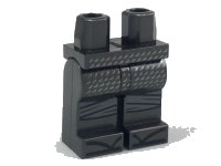 LEGO part Hips and Legs with Tiny Silver Triangles, Light Bluish Gray Knee Wrappings, Black Zori Sandals Pattern 970c00pb0820