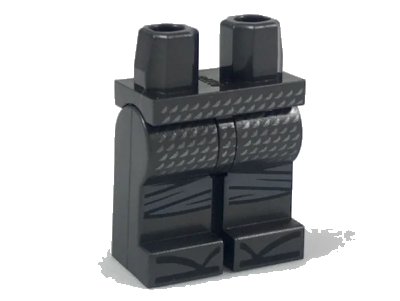 LEGO onderdeel Hips and Legs with Tiny Silver Triangles, Light Bluish Gray Knee Wrappings, Black Zori Sandals Pattern (970c00pb0820)