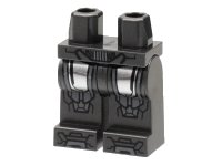LEGO part Hips and Legs with Silver Thigh Armor, Dark Bluish Gray Knees and Toes Pattern 970c00pb1387