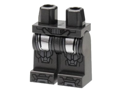LEGO onderdeel Hips and Legs with Silver Thigh Armor, Dark Bluish Gray Knees and Toes Pattern (970c00pb1387)