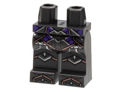 LEGO onderdeel Hips and Legs with Copper and Silver Panel Lines, Dark Purple Trim Pattern (970c00pb1388)