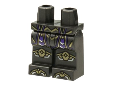 LEGO onderdeel Hips and Legs with Armor, Gold and Silver Panel Lines, Dark Purple Trim Pattern (970c00pb1400)