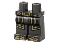 LEGO part Hips and Legs with Black Robe Ends with Gold Trim, Orange Buckle, Shoe Tips Pattern 970c00pb1507