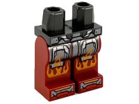 LEGO onderdeel Hips and Dark Red Legs with Silver Armor and Orange Flames Pattern 970c59pb09