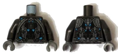 LEGO onderdeel Torso Armor Robot with Blue and Light Bluish Gray Pattern / Pearl Dark Gray Arms / Dark Bluish Gray Hands (973pb1925c01)