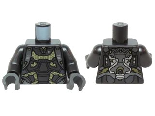LEGO onderdeel Torso Ant-Man Silver Armor and Yellow Honeycomb Pattern / Pearl Dark Gray Arms / Dark Bluish Gray Hands (973pb2043c01)