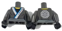 LEGO part Torso Ninjago Female Robe with Ninjago Logogram 'WATER', Silver Medallion Pattern / Pearl Dark Gray Arms with Silver Elbow Pads Pattern / Black Hands 973pb2804c01