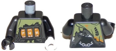 LEGO onderdeel Torso Ninjago Slot Machine Pattern / Black Arm Left / Pearl Dark Gray Arm Right / White Hand Left / Black Hand Right (973pb3258c01)