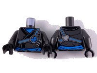LEGO part Torso Female Ninjago Robe, Black Hem, Dark Azure Scarf, Sash and Trim Pattern / Pearl Dark Gray Arms / Black Hands 973pb3617c01