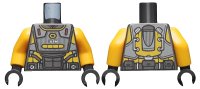 LEGO part Torso Armor, Silver and Bright Light Orange Highlights and Silver 'AIM' Pattern / Bright Light Orange Arms / Black Hands 973pb3810c01
