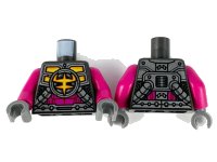 LEGO onderdeel Torso Mechanical Armor, Ironclad Logo, Silver Plates, Tubes and Magenta Stomach Pattern / Magenta Arms / Dark Bluish Gray Hands 973pb3895c01