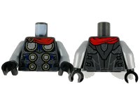 LEGO onderdeel Torso Armor with 6 Metallic Silver Disks with Gold Edge, Red Cape and Detailed Back Pattern / Flat Silver Arms / Black Hands 973pb3928c01