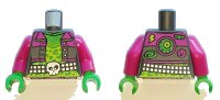 LEGO part Torso Jacket, Lime and Bright Green Shirt, Silver Belt with Skull Pattern / Magenta Arms / Bright Green Hands 973pb4474c01