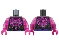 LEGO part Torso Armor, Broken with Magenta Chest with Spikes, White Trim, Dragon Logo Pattern / Trans-Dark Pink Arms / Magenta Hands 973pb4789c01