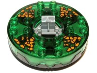 LEGO onderdeel Turntable 6 x 6 x 1 1/3 Round Base Serrated with Trans-Green Top and Black and Orange Pattern (Ninjago Spinner) 98318c12pb01