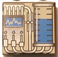 LEGO part Tile 2 x 2 with Graduated Cylinder and Graph, Blue Pattern (SW Vaporator) 3068pb0043