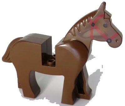 LEGO onderdeel Horse with Black Eyes, Red Bridle Pattern (4493c01pb03)