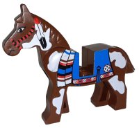 LEGO part Horse with Blue Blanket, Right Side Red Circle Pattern 4493c01px2