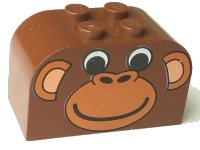 LEGO part Slope, Curved 4 x 2 x 2 Double with 4 Studs with Monkey Face Pattern 4744px1