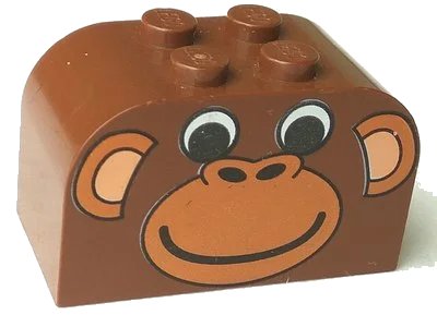 LEGO onderdeel Slope, Curved 4 x 2 x 2 Double with 4 Studs with Monkey Face Pattern (4744px1)