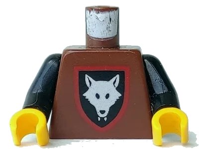 LEGO onderdeel Torso Castle Wolfpack Pattern / Black Arms / Yellow Hands (973p44c02)