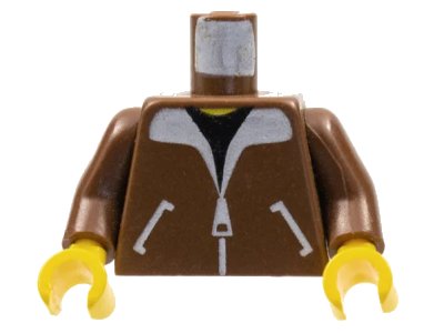 LEGO onderdeel Torso Bomber Jacket and Black T-Shirt Pattern / Brown Arms / Yellow Hands (973p70c01)